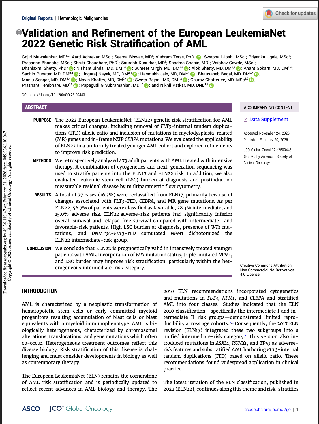 2026 Mawalankar et al JCO GO